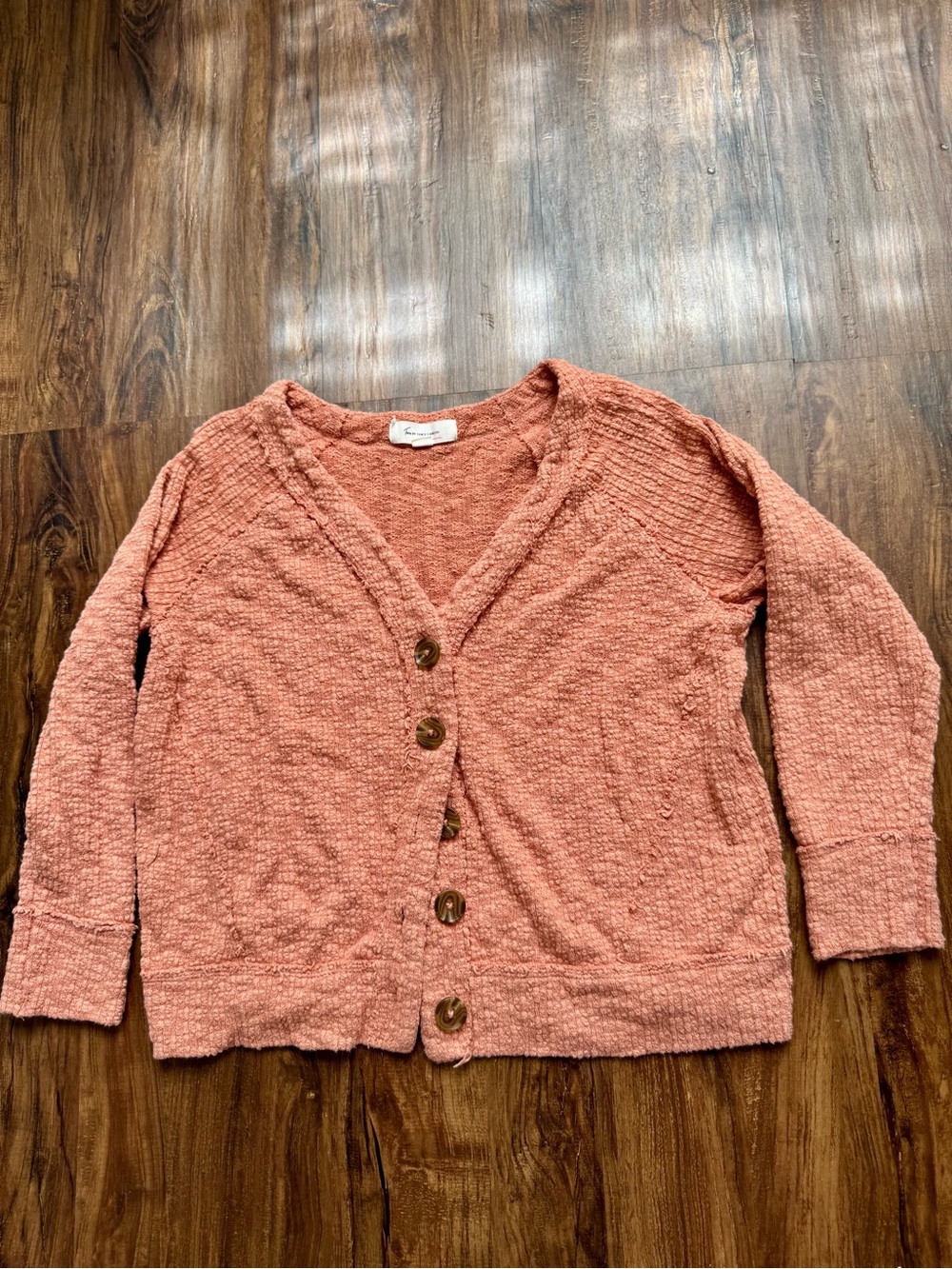 Turo by Vince Camuto Dusty Rose Textured Button-Front Cardigan, Size S
